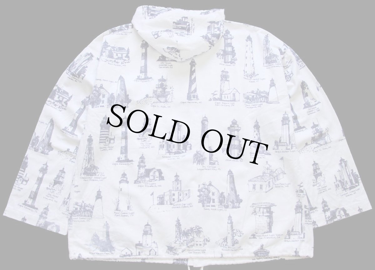 画像2: 90s USA製 MICHIGAN RAGミシガンラグ 灯台 総柄 パーカー L/XL★特大 (2)