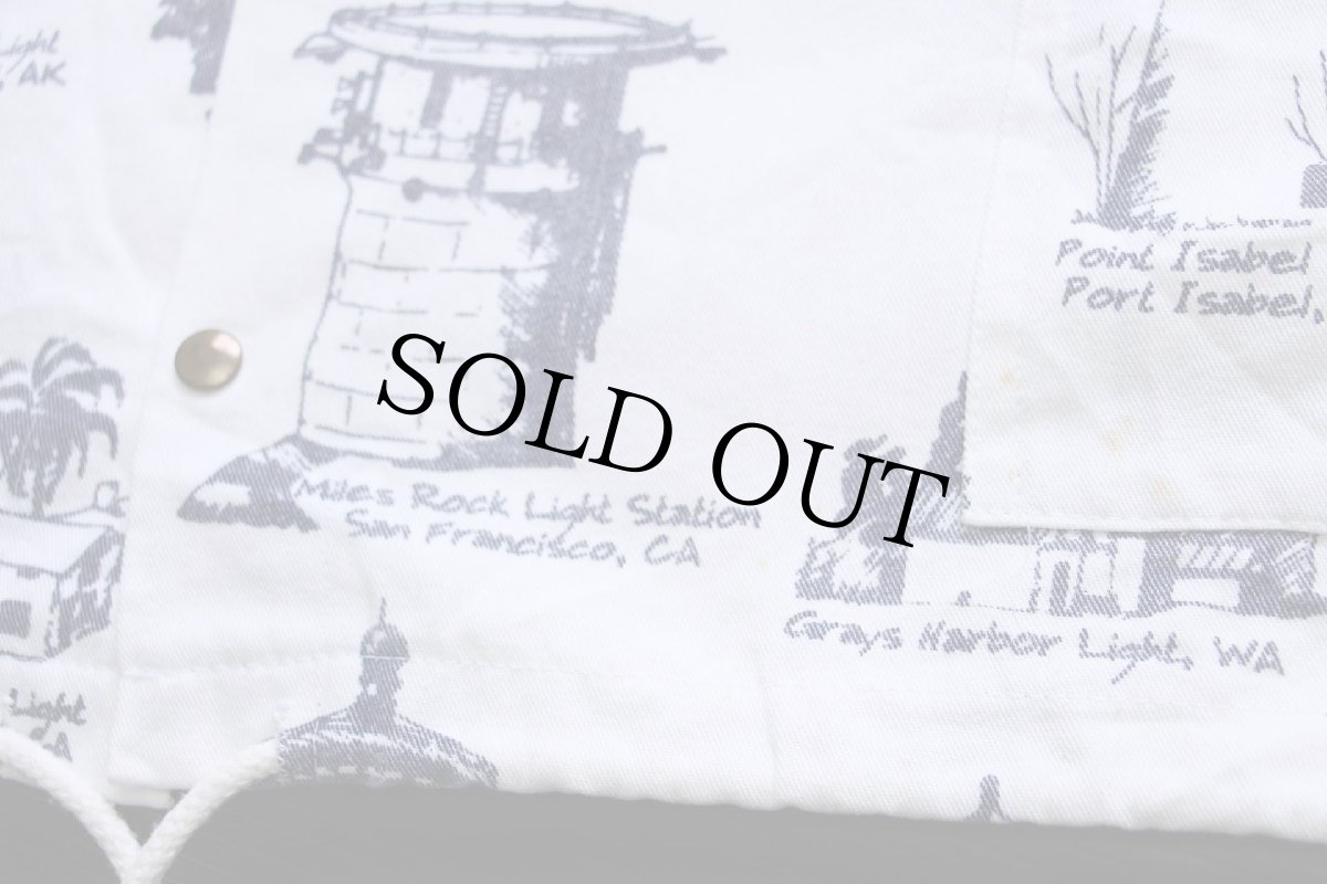 画像7: 90s USA製 MICHIGAN RAGミシガンラグ 灯台 総柄 パーカー L/XL★特大 (7)