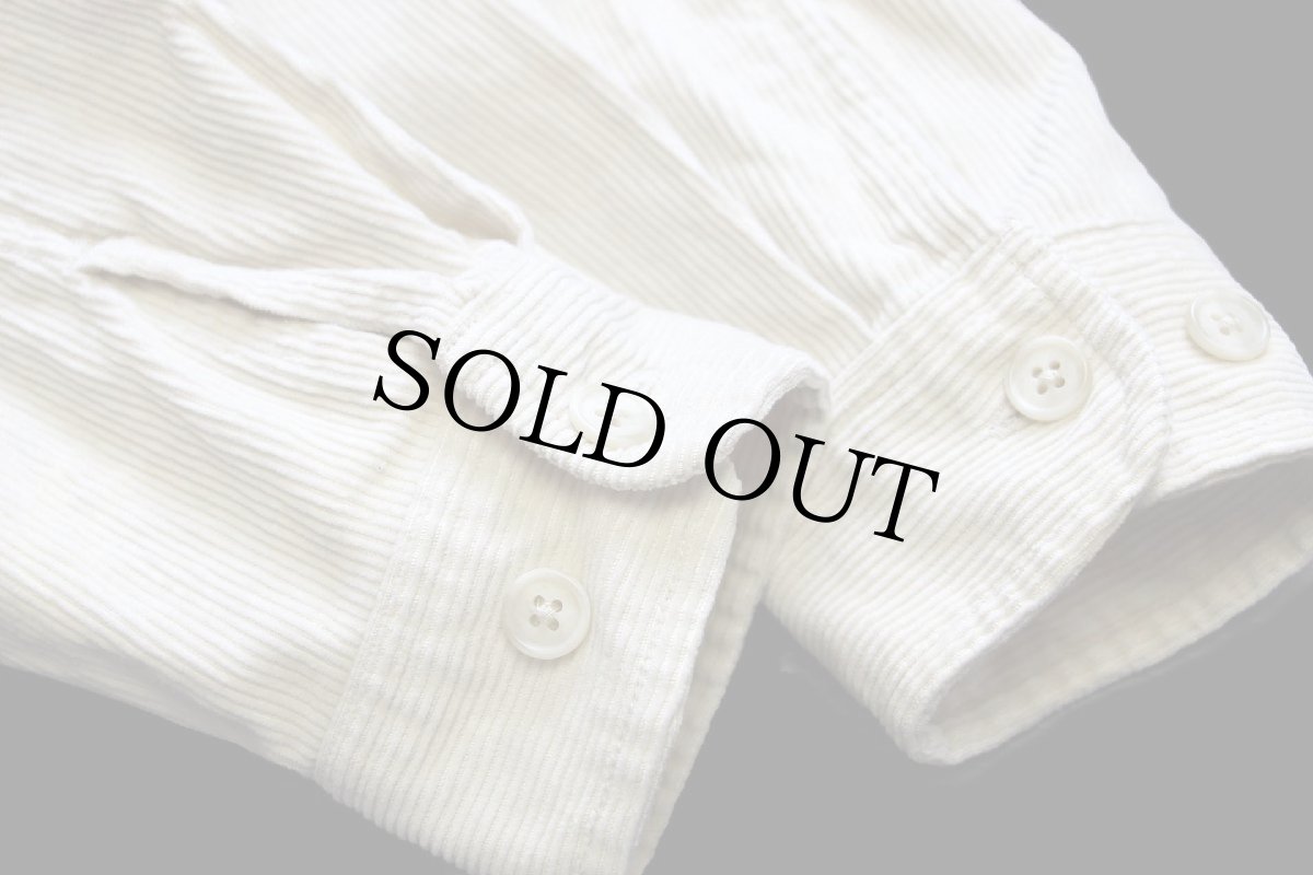 画像6: 90s EddieBauerエディーバウアー チンスト付き ハーフジップ プルオーバー コットン コーデュロイシャツ オフホワイト W-S (6)