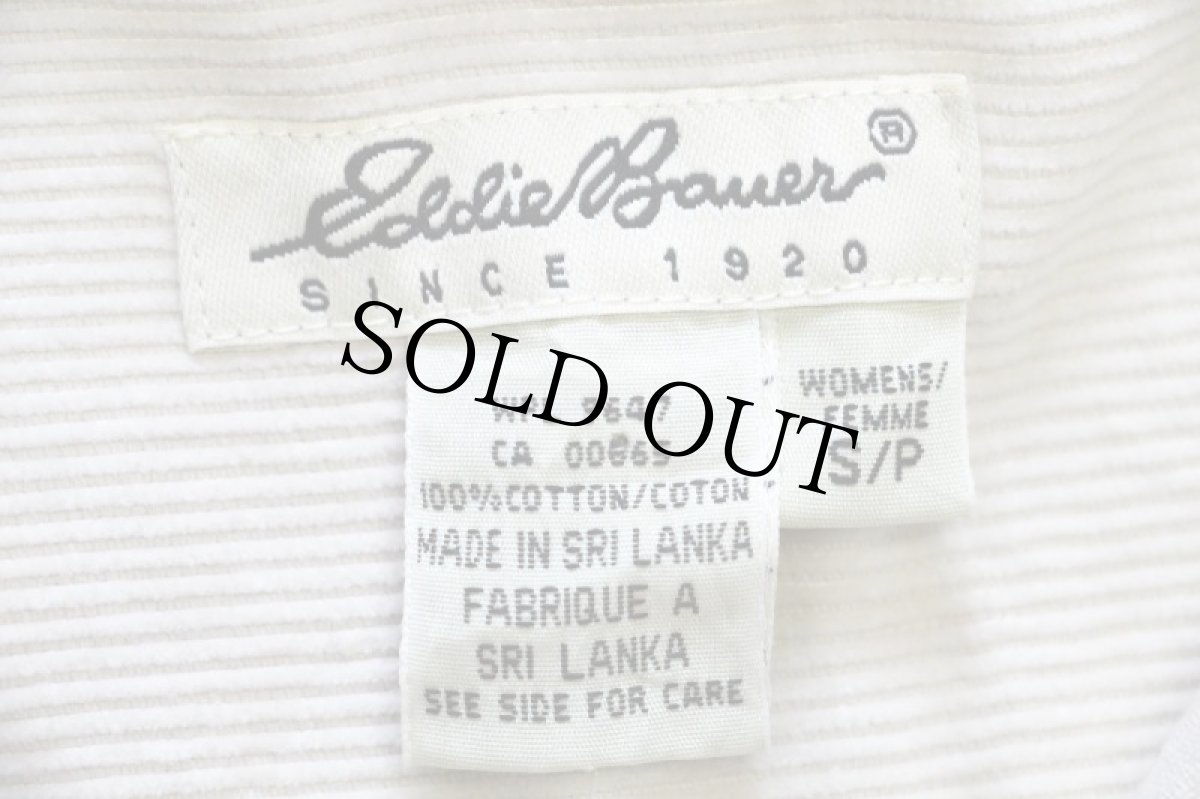 画像4: 90s EddieBauerエディーバウアー チンスト付き ハーフジップ プルオーバー コットン コーデュロイシャツ オフホワイト W-S (4)