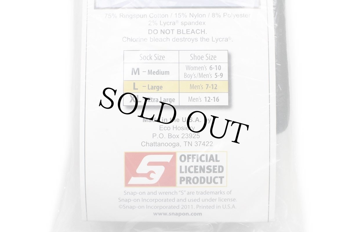 画像5: 未使用★USA製 Snap-onスナップオン ロゴ COTTON CREW SOCK ツートン 切り替え コットン ワーク ソックス 黒×杢ブラック L★靴下 (5)