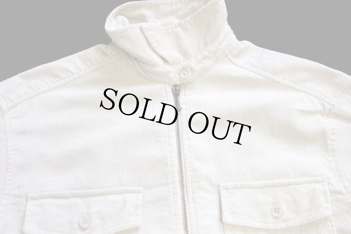 画像3: 90s EddieBauerエディーバウアー チンスト付き ハーフジップ プルオーバー コットン コーデュロイシャツ オフホワイト W-S (3)