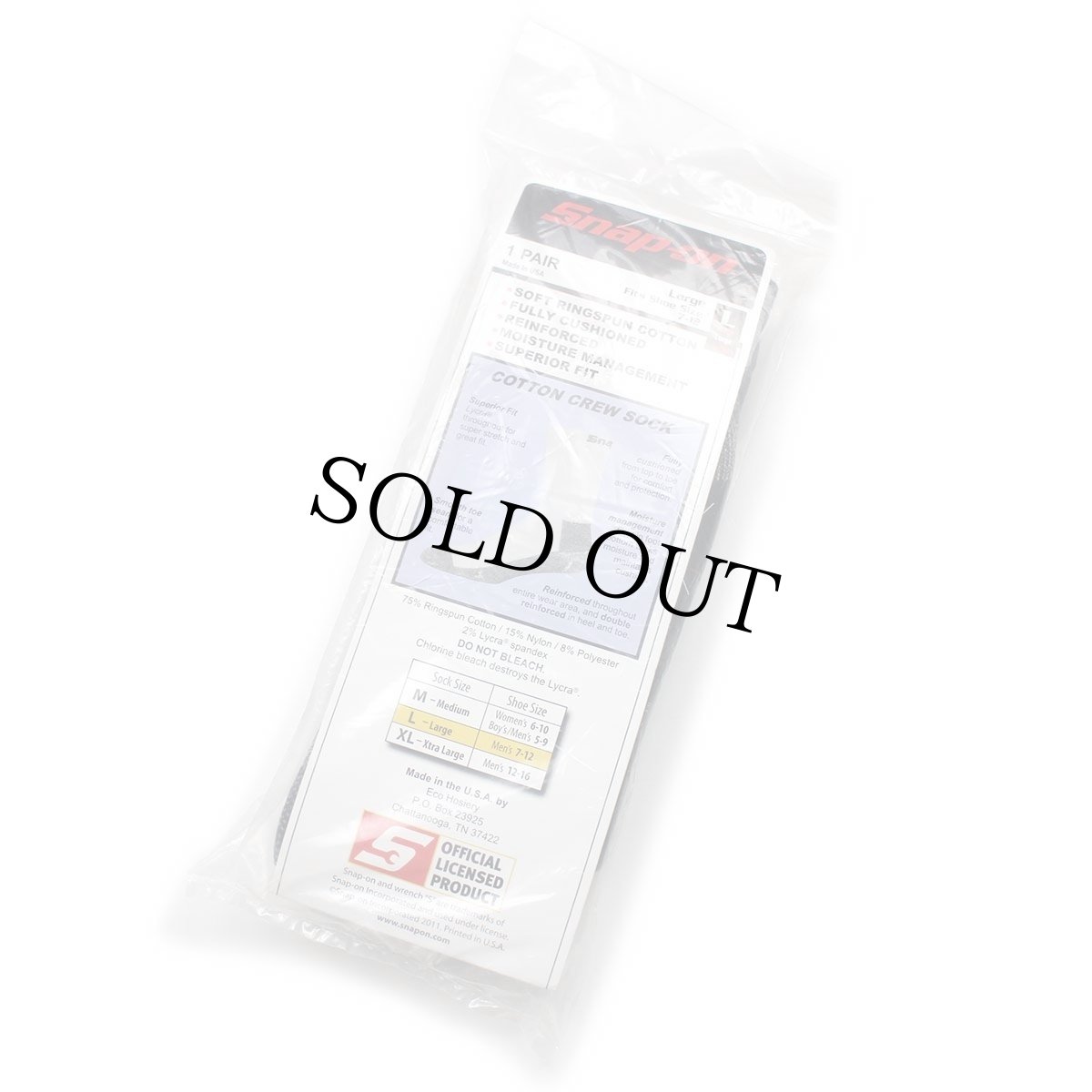 画像2: 未使用★USA製 Snap-onスナップオン ロゴ COTTON CREW SOCK ツートン 切り替え コットン ワーク ソックス 黒×杢ブラック L★靴下 (2)