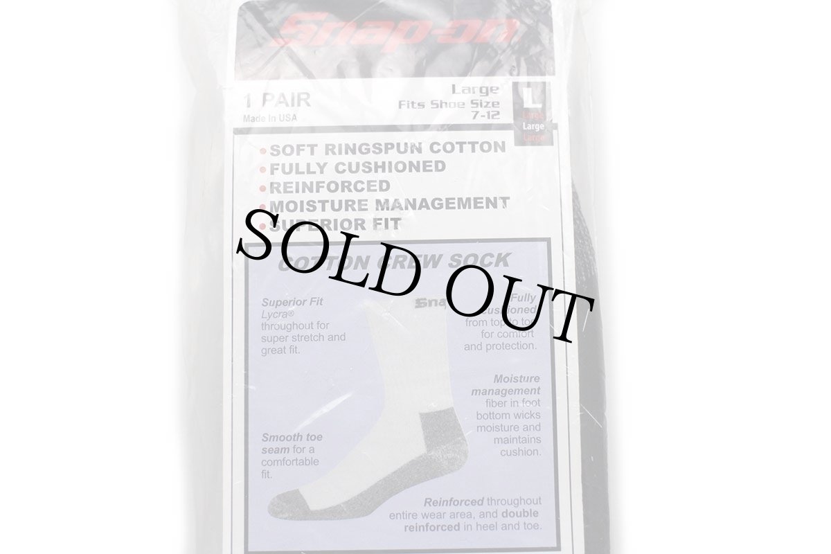 画像4: 未使用★USA製 Snap-onスナップオン ロゴ COTTON CREW SOCK ツートン 切り替え コットン ワーク ソックス 黒×杢ブラック L★靴下 (4)