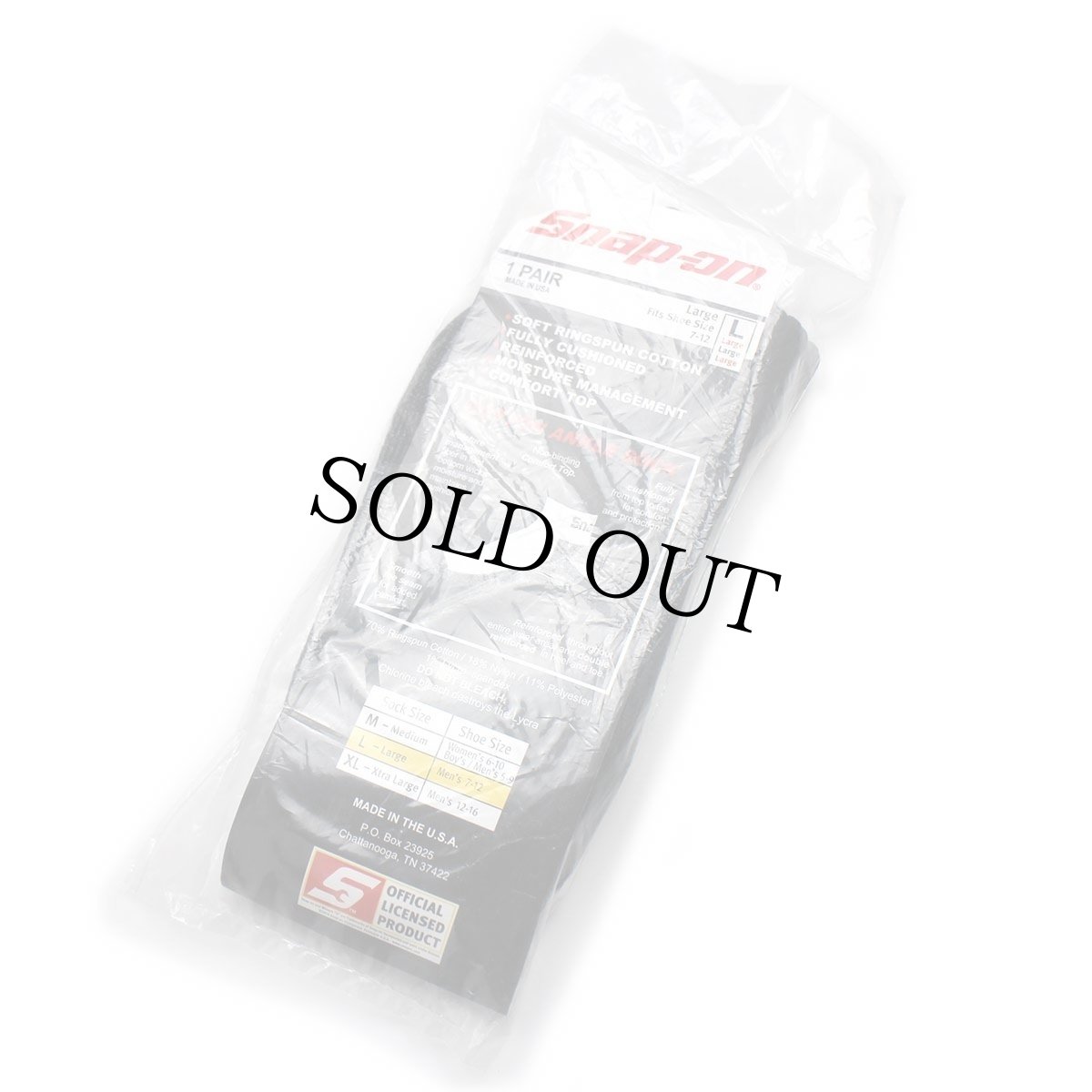 画像2: 未使用★USA製 Snap-onスナップオン ロゴ COTTON ANKLE SOCK ツートン 切り替え コットン ワーク ソックス 黒×杢ブラック L★靴下 (2)