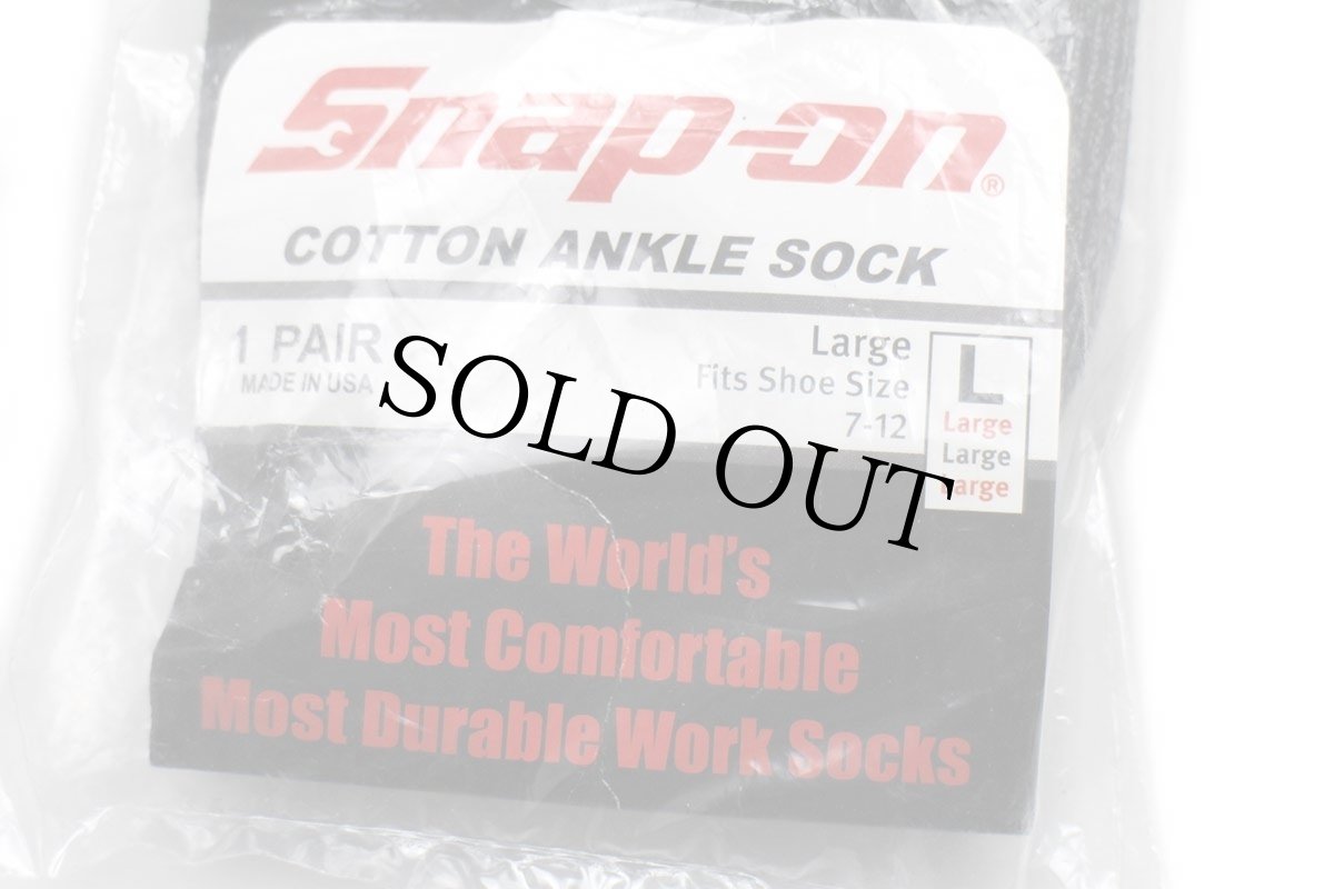 画像3: 未使用★USA製 Snap-onスナップオン ロゴ COTTON ANKLE SOCK ツートン 切り替え コットン ワーク ソックス 黒×杢ブラック L★靴下 (3)