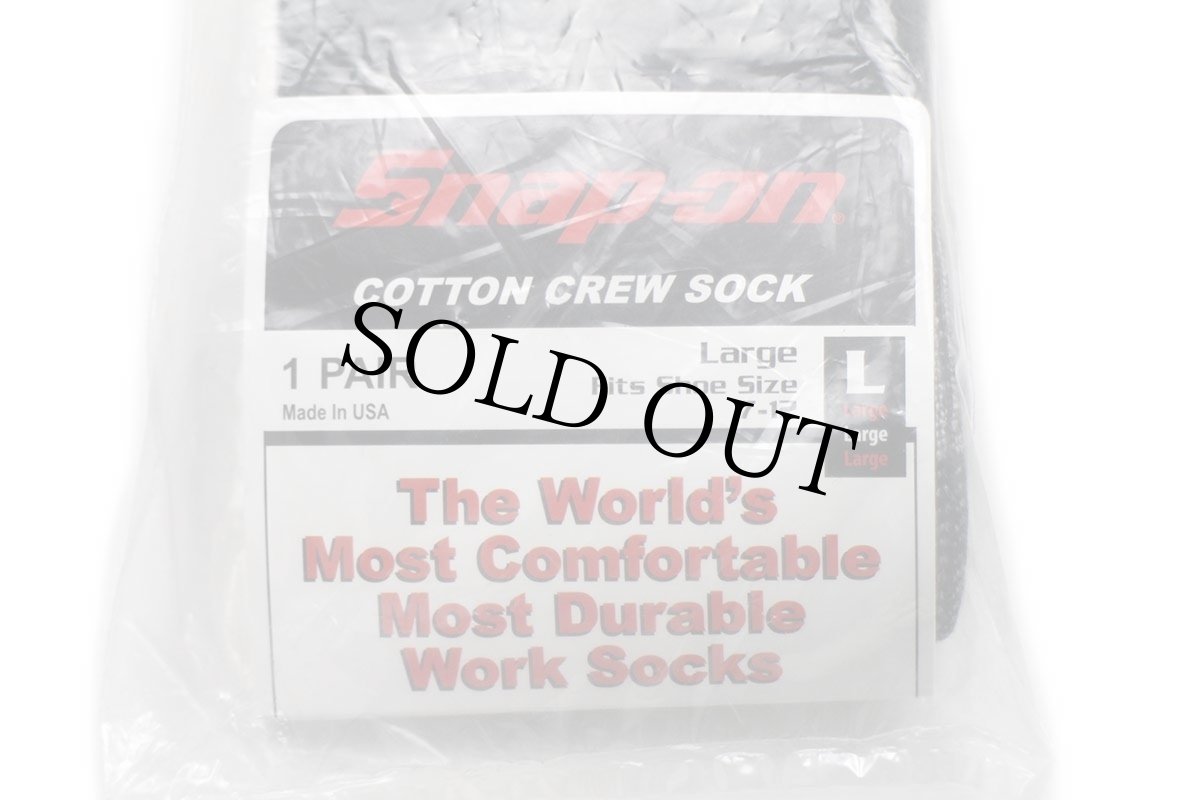 画像3: 未使用★USA製 Snap-onスナップオン ロゴ COTTON CREW SOCK ツートン 切り替え コットン ワーク ソックス 黒×杢ブラック L★靴下 (3)