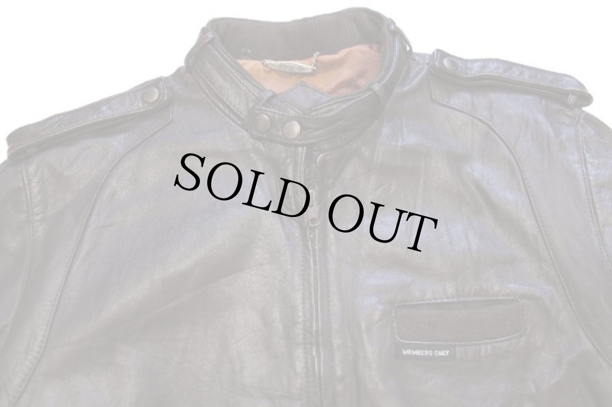 画像3: 80s MEMBERS ONLYメンバーズオンリー スタンドカラー シングルライダース レザージャケット 焦げ赤茶 42L (3)