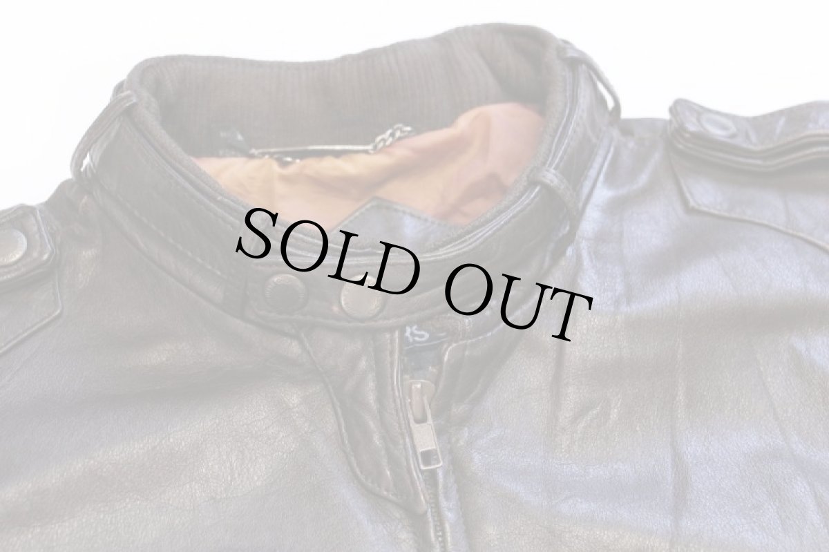 画像7: 80s MEMBERS ONLYメンバーズオンリー スタンドカラー シングルライダース レザージャケット 焦げ赤茶 42L (7)