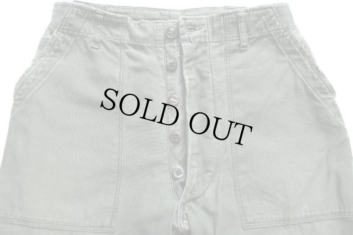 画像4: 60s 米軍 U.S.ARMY コットンサテン ユーティリティ ベイカーパンツ オリーブグリーン カスタム ボロ W33 (4)