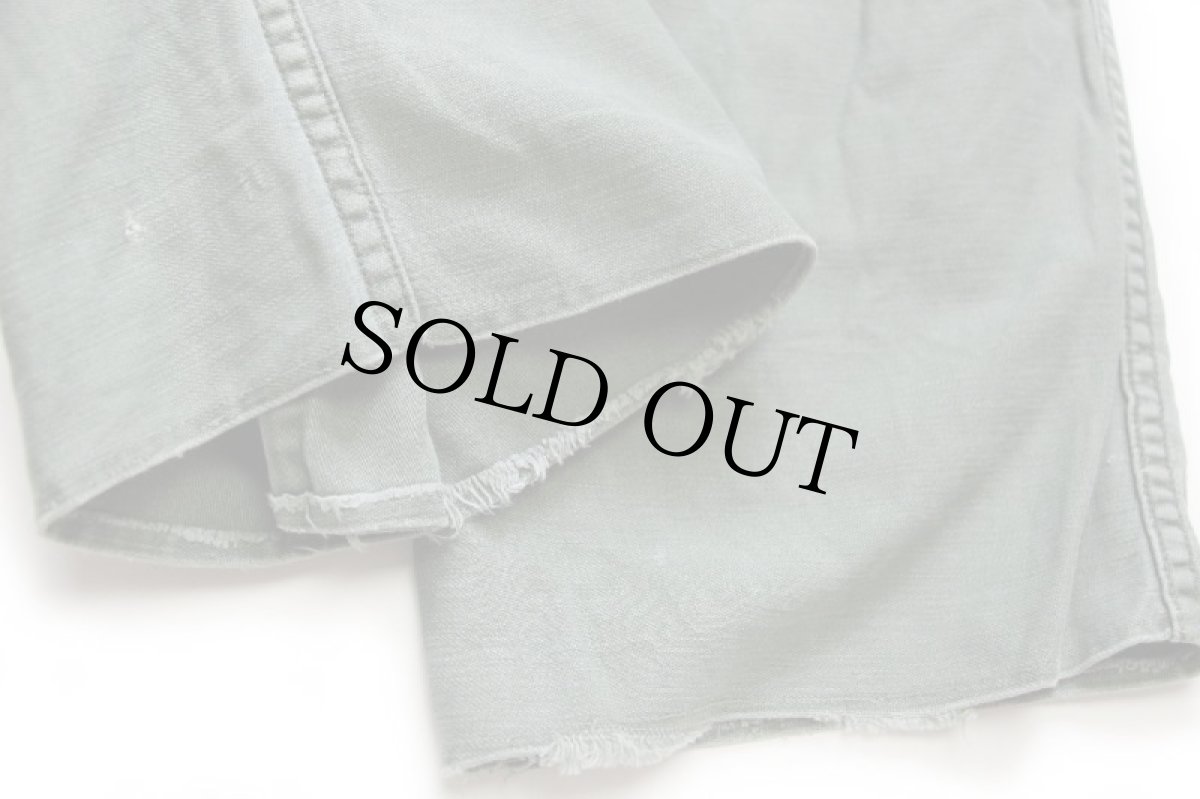 画像9: 60s 米軍 U.S.ARMY コットンサテン ユーティリティ ベイカーパンツ オリーブグリーン カスタム ボロ W33 (9)