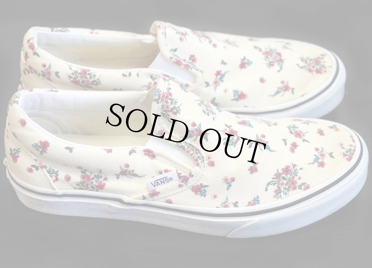 画像3: VANSバンズ 小花柄 総柄 スリッポン アイボリー 6.5/24.5cm★スニーカー (3)