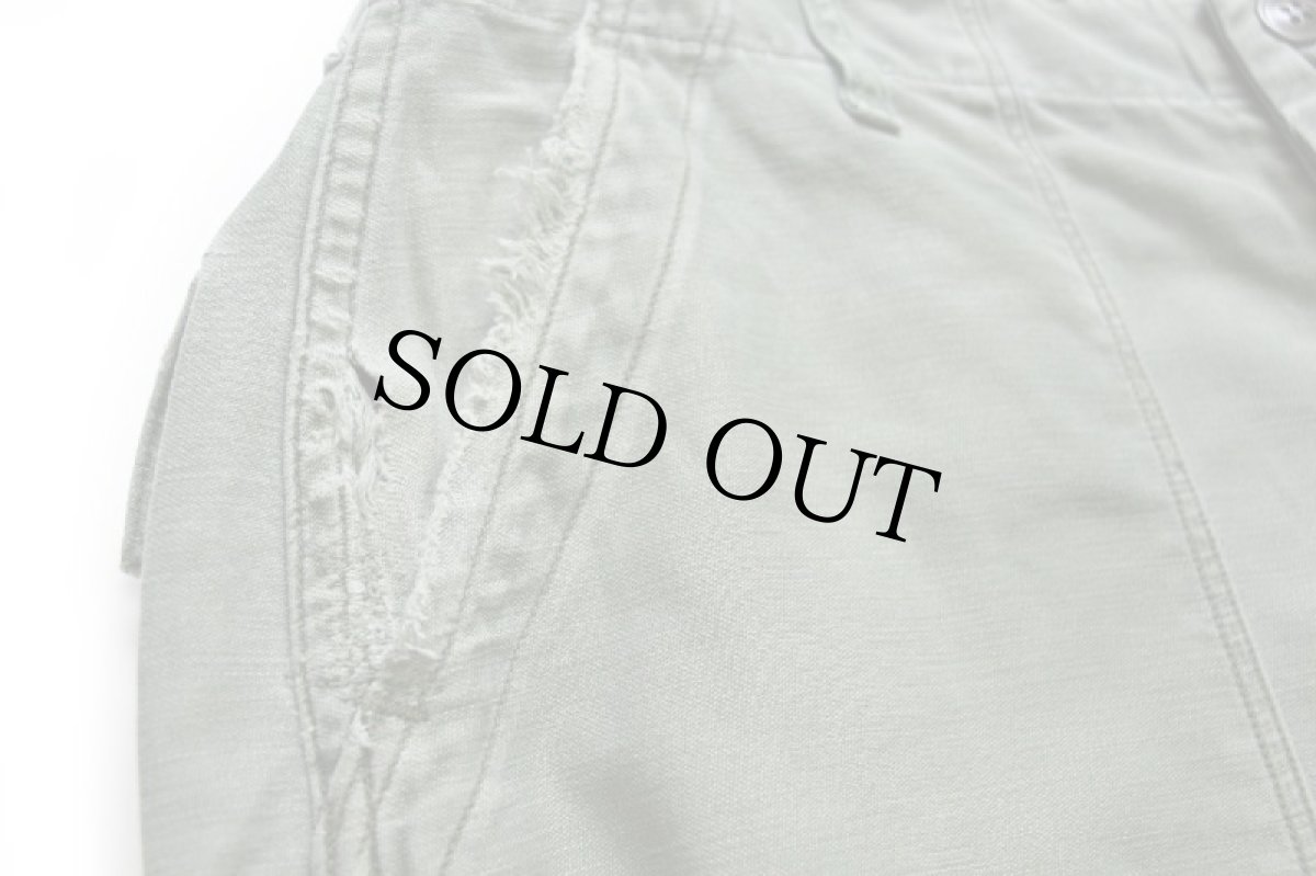 画像7: 60s 米軍 U.S.ARMY コットンサテン ユーティリティ ベイカーパンツ オリーブグリーン カスタム ボロ W33 (7)