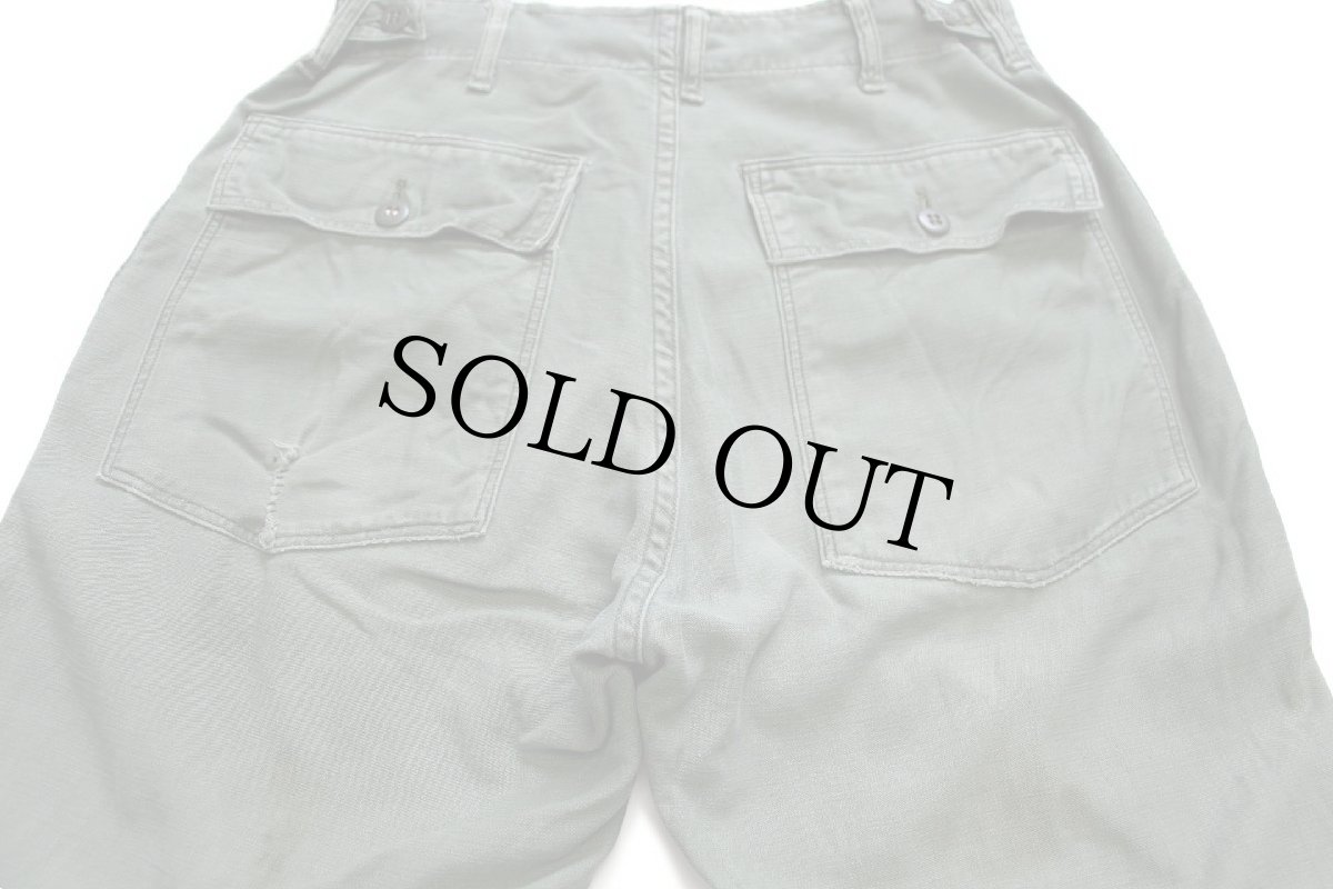 画像5: 60s 米軍 U.S.ARMY コットンサテン ユーティリティ ベイカーパンツ オリーブグリーン カスタム ボロ W33 (5)