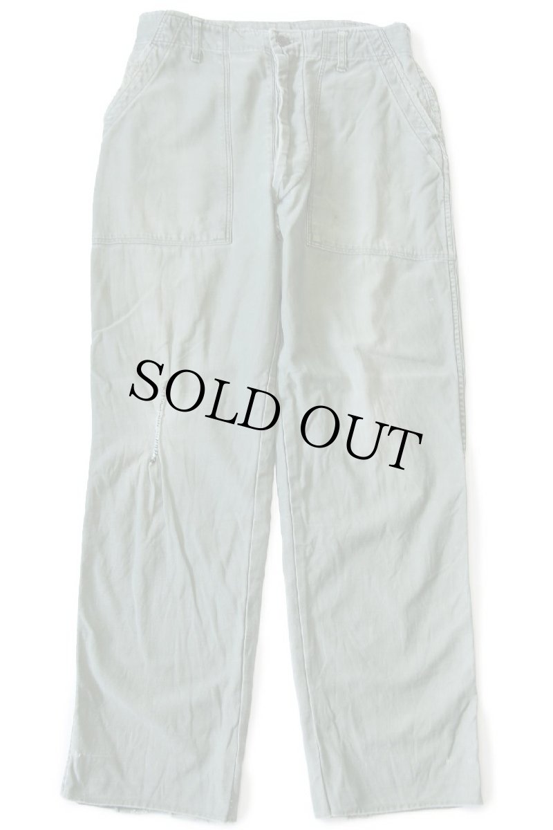 画像2: 60s 米軍 U.S.ARMY コットンサテン ユーティリティ ベイカーパンツ オリーブグリーン カスタム ボロ W33 (2)