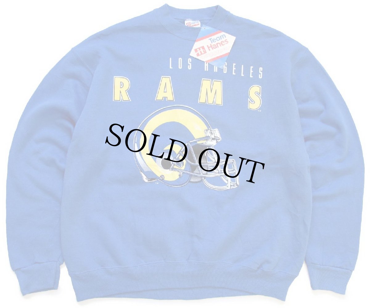 画像1: デッドストック★90s USA製 Hanes NFL LOS ANGELES RAMS アメフト スウェット 青 XL (1)