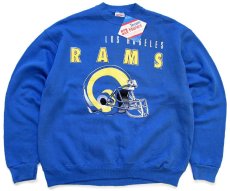 画像1: デッドストック★90s USA製 Hanes NFL LOS ANGELES RAMS アメフト スウェット 青 XL (1)