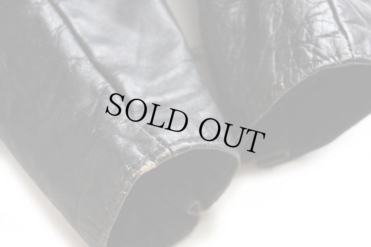 画像12: 70s Brooksブルックス FORD GOODYEAR KLOTZ 星条旗 パッチ付き スタンドカラー シングルライダース レザージャケット 黒 48 (12)