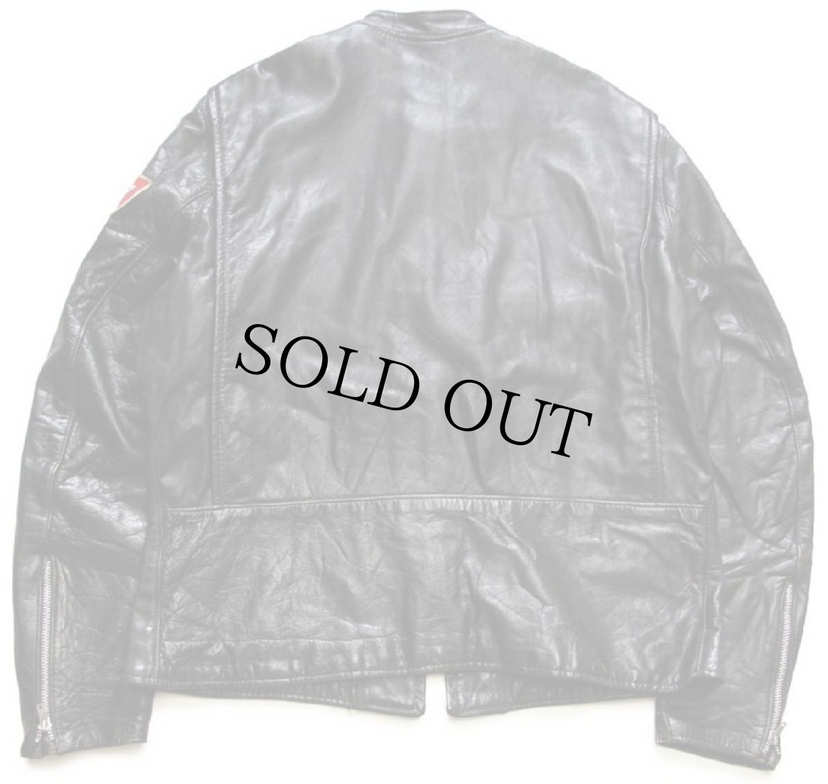 画像2: 70s Brooksブルックス FORD GOODYEAR KLOTZ 星条旗 パッチ付き スタンドカラー シングルライダース レザージャケット 黒 48 (2)