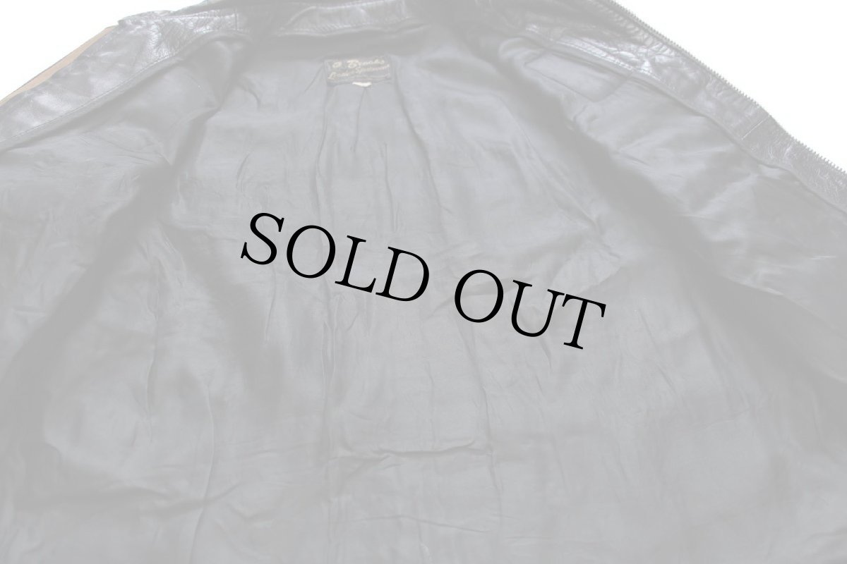 画像9: 70s Brooksブルックス FORD GOODYEAR KLOTZ 星条旗 パッチ付き スタンドカラー シングルライダース レザージャケット 黒 48 (9)