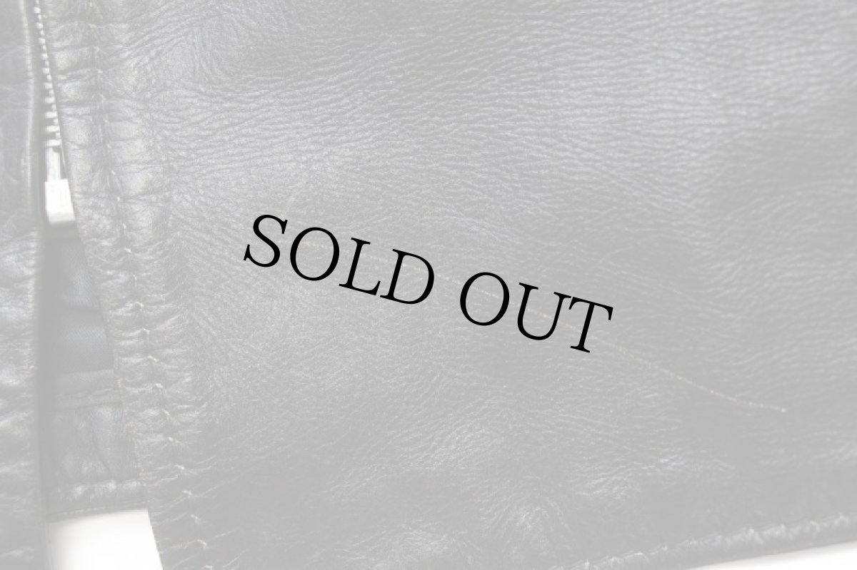 画像10: 70s Brooksブルックス FORD GOODYEAR KLOTZ 星条旗 パッチ付き スタンドカラー シングルライダース レザージャケット 黒 48 (10)