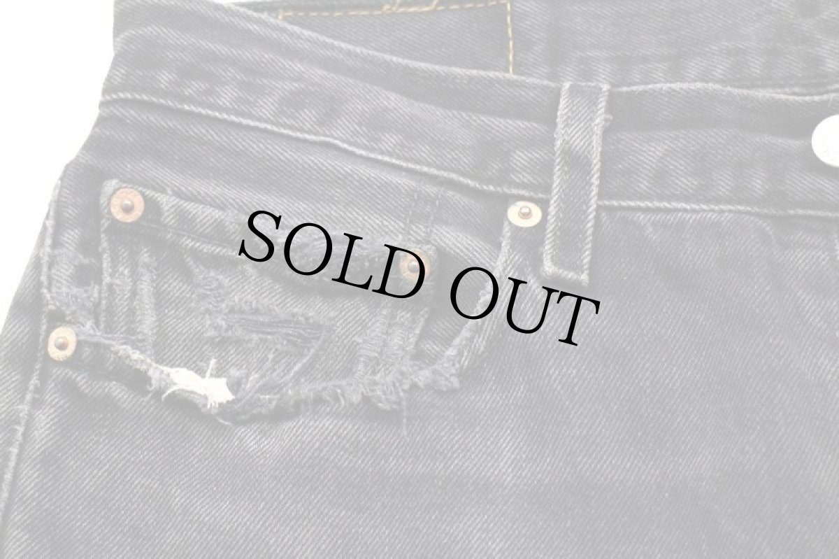 画像8: 00s メキシコ製 Levi'sリーバイス 501 ダメージ&リペア ブラック デニムパンツ ヒゲ w32★SDP2554 (8)
