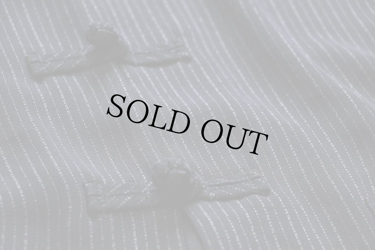 画像5: 90s CHICO'S DESIGN ランダムストライプ スタンドカラー レーヨン混 チャイナシャツ 黒 3 (5)