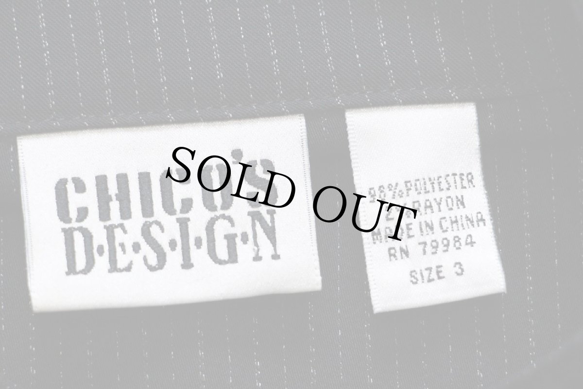 画像4: 90s CHICO'S DESIGN ランダムストライプ スタンドカラー レーヨン混 チャイナシャツ 黒 3 (4)