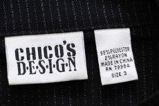 画像4: 90s CHICO'S DESIGN ランダムストライプ スタンドカラー レーヨン混 チャイナシャツ 黒 3 (4)