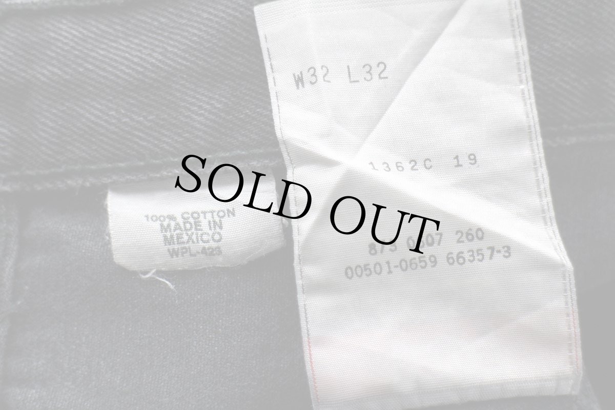 画像7: 00s メキシコ製 Levi'sリーバイス 501 ダメージ&リペア ブラック デニムパンツ ヒゲ w32★SDP2554 (7)