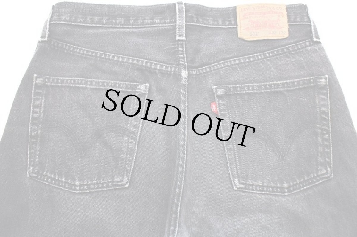 画像5: 00s メキシコ製 Levi'sリーバイス 501 ダメージ&リペア ブラック デニムパンツ ヒゲ w32★SDP2554 (5)