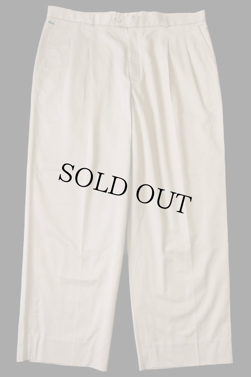 画像2: 80s フランス製 CHEMISE LACOSTE ラコステ LOISIRS ツータック スラックス パンツ カーキ 50 (2)