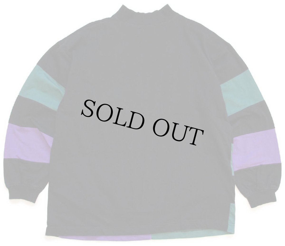 画像2: 80s MEMBERS ONLYメンバーズオンリー モックネック マルチカラー 太ボーダー コットン長袖Tシャツ 黒×緑×紫 XL (2)