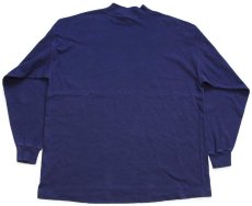 画像3: 90s USA製 Cross Creek モックネック コットン 長袖Tシャツ ナス紺 XL (3)