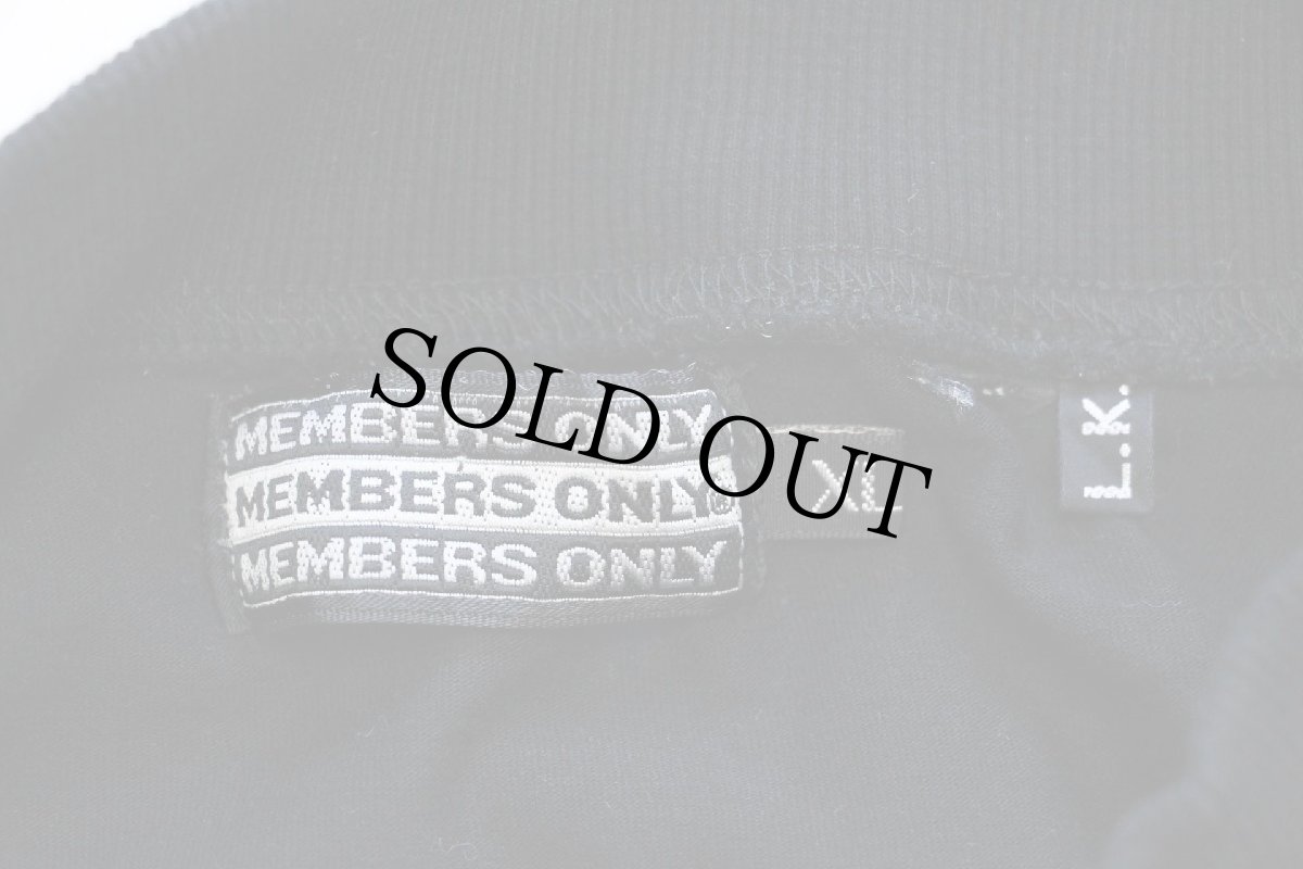 画像4: 80s MEMBERS ONLYメンバーズオンリー モックネック マルチカラー 太ボーダー コットン長袖Tシャツ 黒×緑×紫 XL (4)