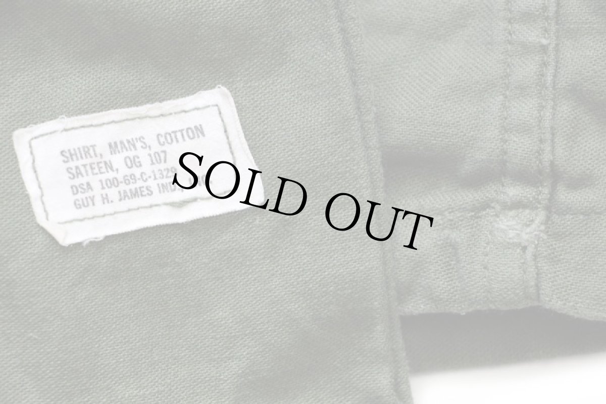 画像5: 60s 米軍 U.S.ARMY コットンサテン ユーティリティシャツ オリーブグリーン 15.5 (5)