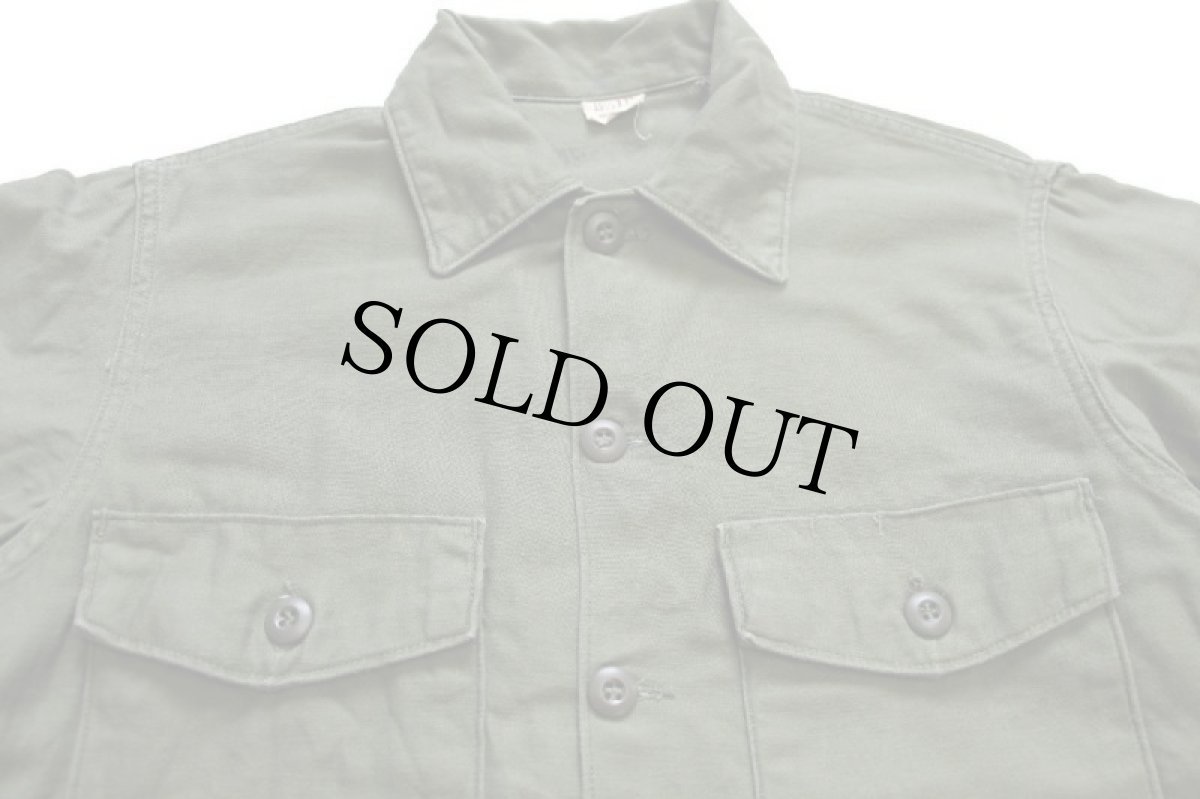 画像3: 60s 米軍 U.S.ARMY コットンサテン ユーティリティシャツ オリーブグリーン 15.5 (3)