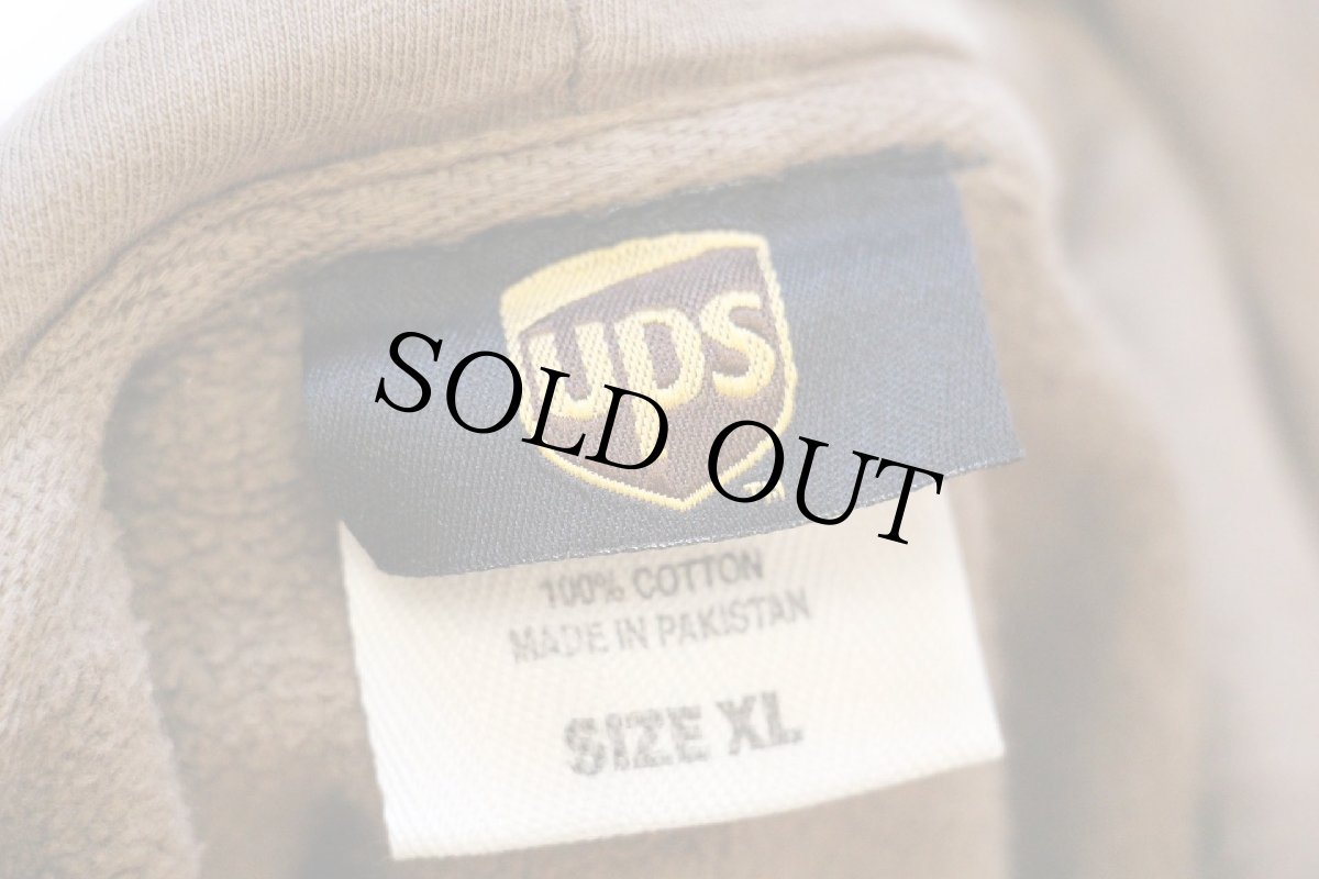 画像4: UPS ワンポイント ロゴ刺繍 コットン スウェットパーカー ブラウン フェード XL (4)