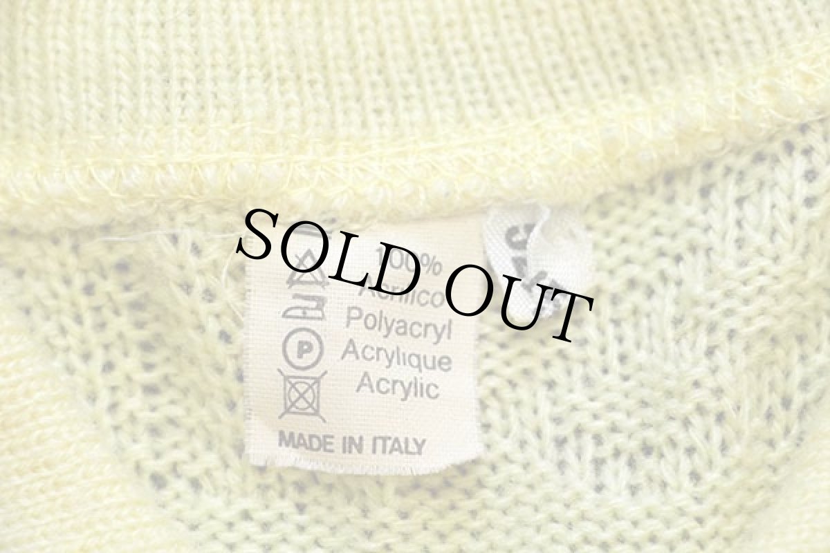 画像4: 80s イタリア製 UNKNOWN 編み柄 アクリルニット ポロシャツ 黄色 52/54 (4)