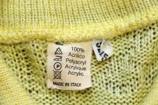 画像4: 80s イタリア製 UNKNOWN 編み柄 アクリルニット ポロシャツ 黄色 52/54 (4)