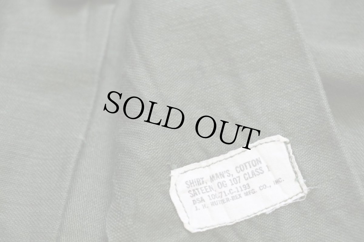 画像5: 70s 米軍 U.S.ARMY コットンサテン ユーティリティシャツ オリーブグリーン 15.5 (5)