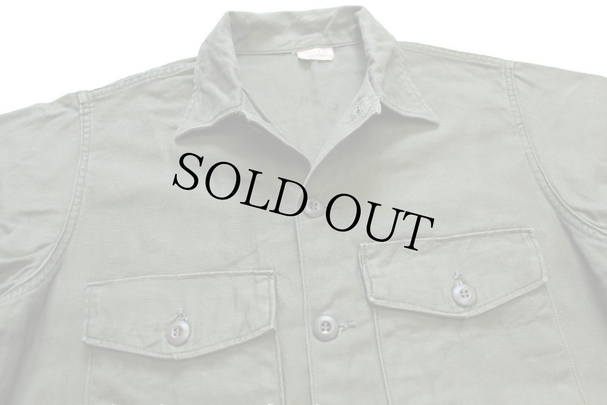 画像3: 60s 米軍 U.S.ARMY コットンサテン ユーティリティシャツ オリーブグリーン 15.5 (3)