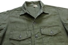 画像3: 60s 米軍 U.S.ARMY コットンサテン ユーティリティシャツ オリーブグリーン 15.5 (3)