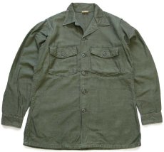 画像1: 60s 米軍 U.S.ARMY コットンサテン ユーティリティシャツ オリーブグリーン 15.5 (1)
