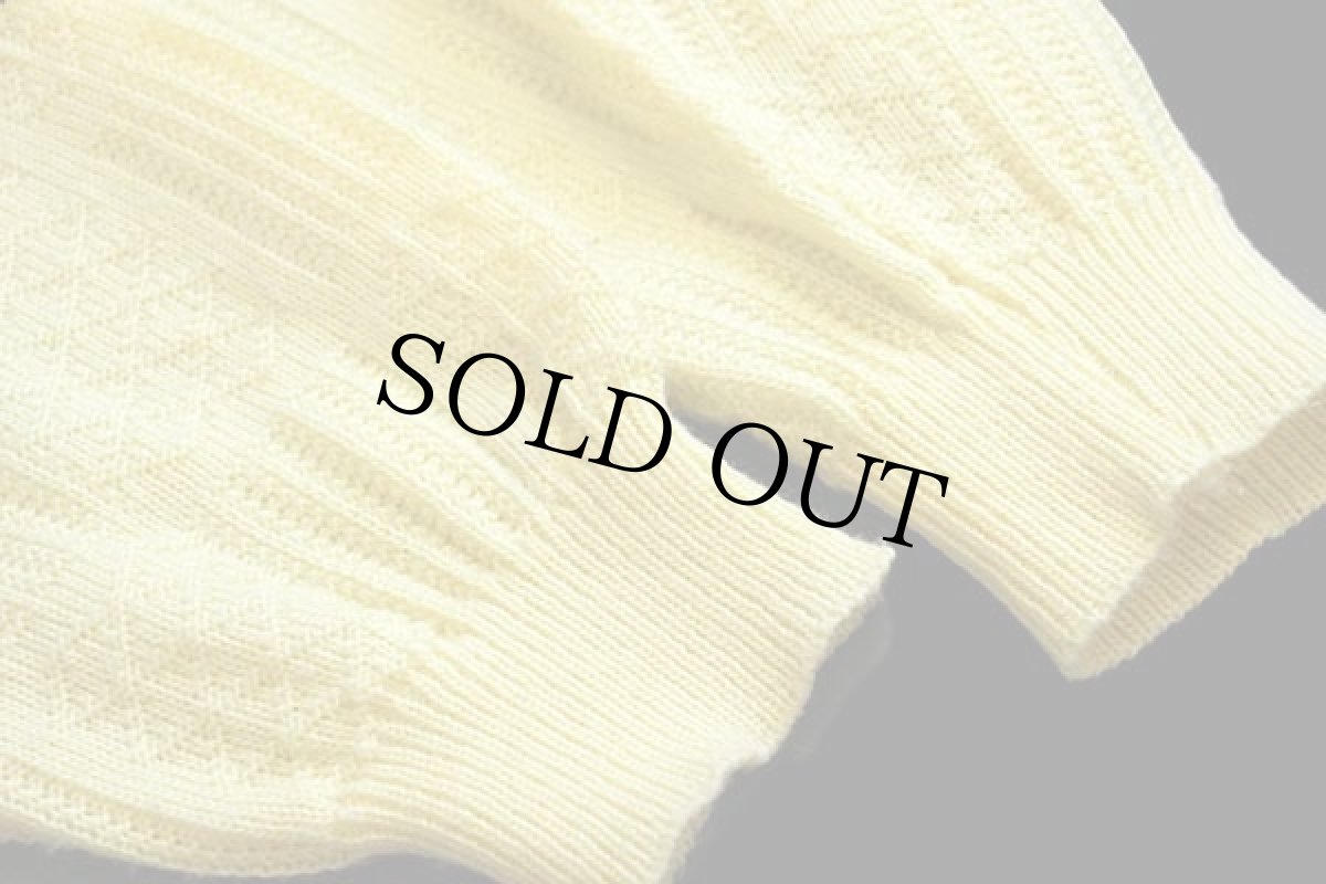 画像6: 80s イタリア製 UNKNOWN 編み柄 アクリルニット ポロシャツ 黄色 52/54 (6)