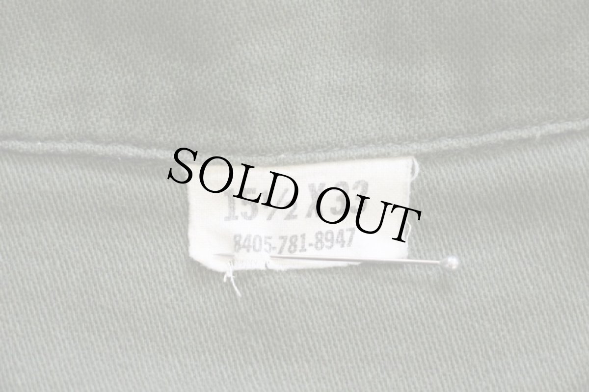 画像4: 70s 米軍 U.S.ARMY コットンサテン ユーティリティシャツ オリーブグリーン 15.5 (4)