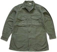 画像1: 60s 米軍 U.S.ARMY コットンサテン ユーティリティシャツ オリーブグリーン 15.5 (1)