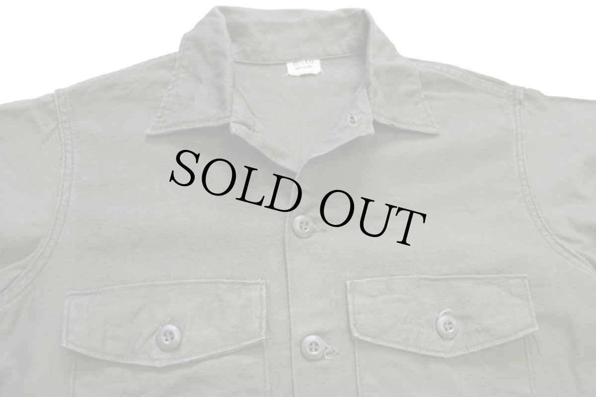 画像3: 70s 米軍 U.S.ARMY コットンサテン ユーティリティシャツ オリーブグリーン 15.5 (3)