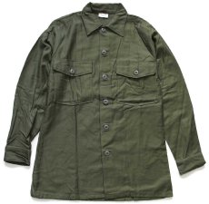 画像1: デッドストック★60s 米軍 U.S.ARMY コットンサテン ユーティリティシャツ オリーブグリーン 14.5 (1)