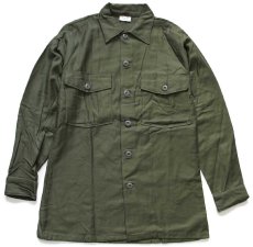 画像1: デッドストック★60s 米軍 U.S.ARMY コットンサテン ユーティリティシャツ オリーブグリーン 14.5★Z (1)